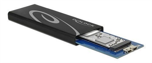 DeLOCK ulkoinen kotelo M.2 NGFF SSD levyille SATA 6Gb/s USB 3.1 Gen 2 musta