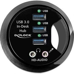 Delock In-desk Hub 3 Port Usb 3.0 + Hd-audio Ports 4-nastainen Usb Tyyppi A Miniliitin: Mono 3