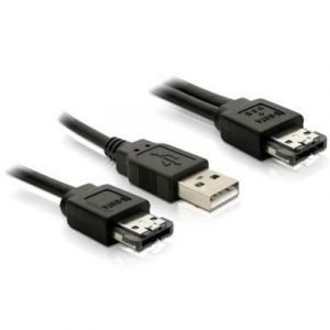 Delock Power Over Esata Cable 4-nastainen Usb Tyyppi A 7 Nastan Ulkoinen Serial Ata 11 Pin Usb/esata Musta 1m