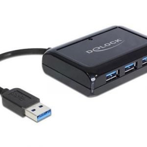 Delock Usb 3.0 Hub 3 Port + 1 Port Gigabit Lan 10/100/1000 Mb/s 4-nastainen Usb Tyyppi A Uros 4-nastainen Usb Tyyppi A Naaras Musta 0.1m