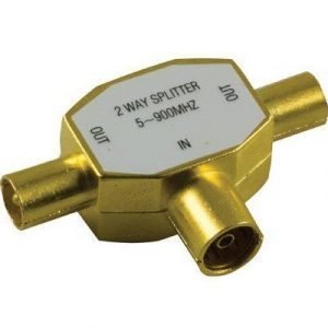 Deltaco Antenna Splitter 1 Female To 2 Male Guld 5-900mhz Antenniliitin Uros Antenniliitin Naaras