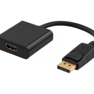 Deltaco Displayport Hdmi Adapteri Jossa On ääni. 4k 0.2m Musta 19-nastainen Hdmi Tyyppi A Naaras 20-nastan Näyttöporttiliitin Uros