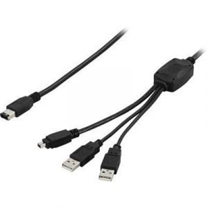 Deltaco Fw-64u2 6-nastainen Firewire Uros 4-nastainen Usb Tyyppi A 4-nastainen Firewire Uros Musta Ieee 1394 1m