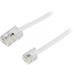 Deltaco Phone Cable Rj-45 Uros Rj-11 Uros Valkoinen 5m