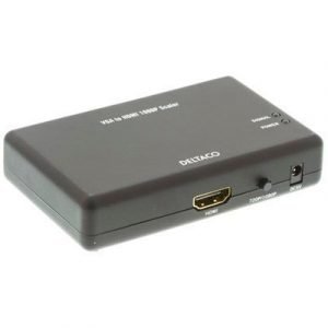 Deltaco Vga-hdmi2 Videomuunnin 15-nastainen Hd D-sub (hd-15) Naaras 19-nastainen Hdmi Tyyppi A Naaras