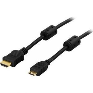 Deltaco Video- / ääni- / Verkkokaapeli 19-nastainen Hdmi Tyyppi A Uros 19-nastainen Mini Hdmi Tyyppi C Uros Musta 1m