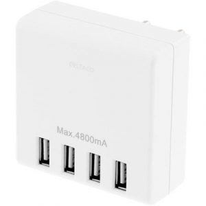 Deltaco Wallcharger 230v 5v Usb 48a 4xusb Cee 7/7 (schuko) Virtaliitin Uros 4-nastainen Usb Tyyppi A Naaras