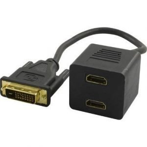 Deltacomm Development Adapter Dvi 1xdvi-d Male 2xhdmi Ho 24-nastainen Digitaalinen Dvi Uros 19-nastainen Hdmi Tyyppi A Naaras