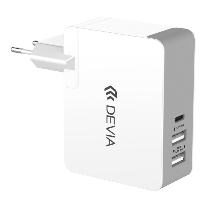 Devia USB-C + 2 x USB laturi mm. Macbook 12-tuumaiselle 5.4A