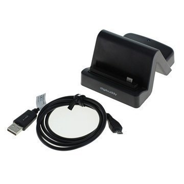 Digibuddy Micro USB Telakka-Asema HTC One (E8) One mini 2 Desire 610 Musta