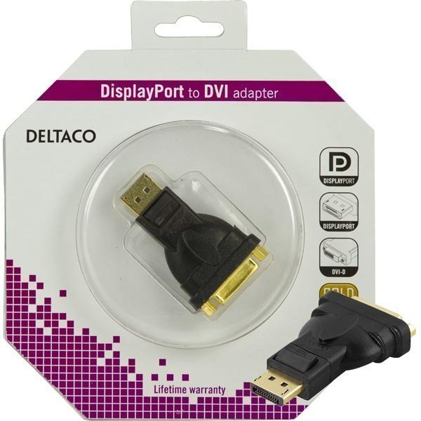 DisplayPort - DVI-I Single Link sovitin 20-pin uros - 24+5-pin na