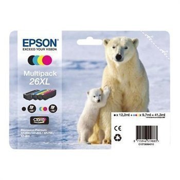 Epson 26XL Inkjet Cartridge Multipack Expression Premium XP 600 XP 605 XP 700 XP 800 Black Cyan Magenta Yellow