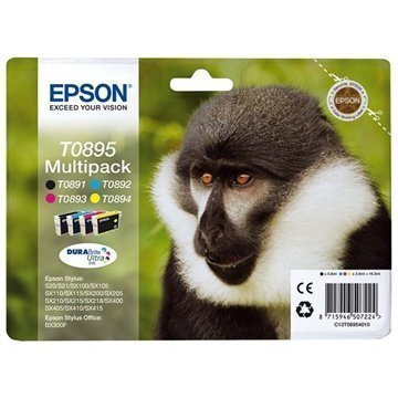 Epson T0895 Mustepatruunapaketti Stylus S SX Office Sarjoille 4 Väriä