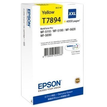 Epson T7894 Mustepatruuna XXL WorkForce Pro 5110 5190 5620 Keltainen