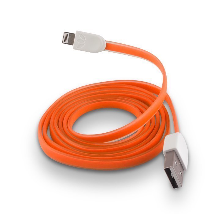 Forever Litteä USB Lightning lataus- ja synkronointikaapeli puhelimiin - Oranssi