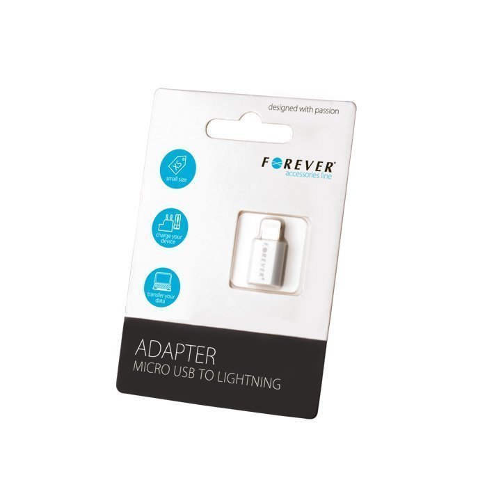 Forever adapteri micro USB liitännästä Lightning liittimeen (iPhone 5/6)