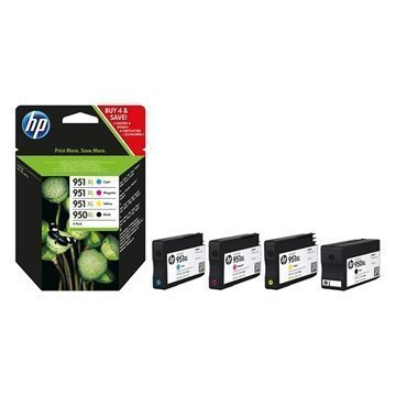 HP 950XL / 951XL Inkjet Cartridge 4-Pack Officejet 251DW Musta Cyan Magenta Keltainen