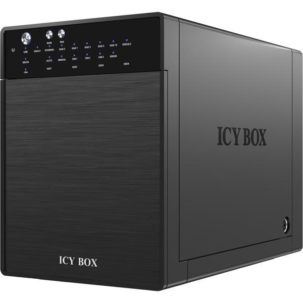 ICY BOX RAID-kotelo 4x3 5 SATA-HDD-levylle USB3/eSATA musta"