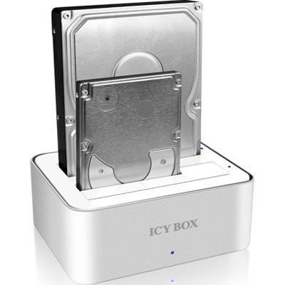 ICY BOX USB 3.0 suoratelakka 2x2 5 ja 3 5" SATA-levyille alu/muovi"