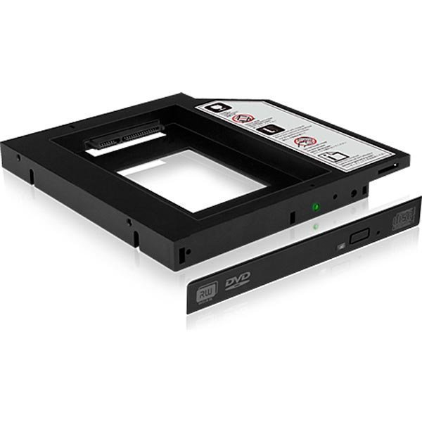 ICY BOX kiintolevykasetti sopii slimCD/DVD-tilaan 2 5 SATA musta"