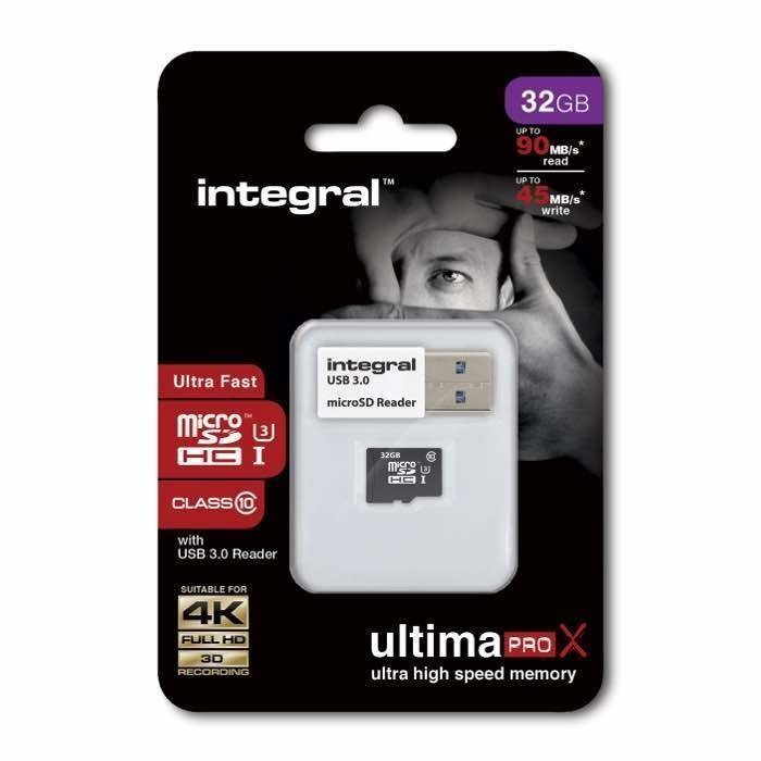 INTEGRAL micro SDHC Muistikortti 64 Gt Class 10 UHS-1 U3 USB 3.0 adapterilla