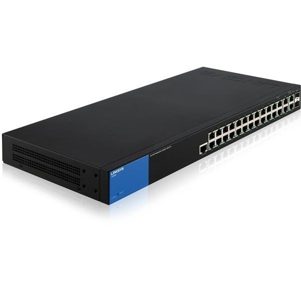 Linksys LGS528 verkkokytkin 28xRJ45 2xSFP-kombo paikkaa musta