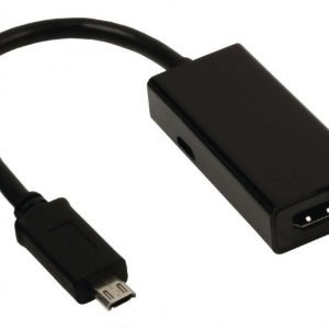 MHL-sovitinkaapeli USB 11-napainen Micro B uros - HDMI-lähtö + USB Micro B naaras 0 20 m musta