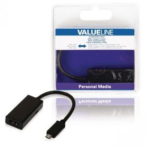 MHL-sovitinkaapeli USB 11-napainen Micro B uros - HDMI-lähtö + USB Micro B naaras 0 20 m musta