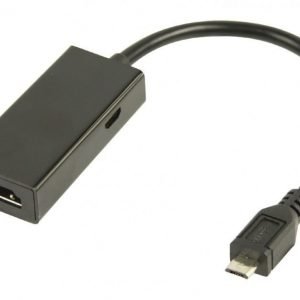 MHL-sovitinkaapeli USB 5-napainen Micro B uros - HDMI-lähtö + USB Micro B naaras 0 20 m musta