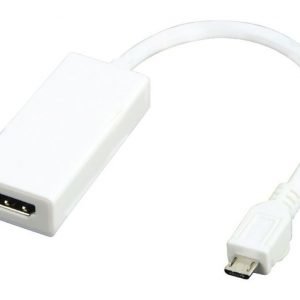 MHL-sovitinkaapeli USB 5-napainen Micro B uros - HDMI-lähtö + USB Micro B naaras 0 20 m valkoinen
