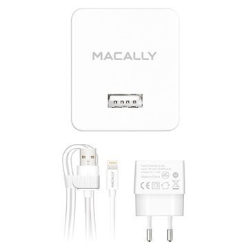 Macally MHOMEL12-EU USB Lightning Matkalaturi iPhone iPad iPod Valkoinen