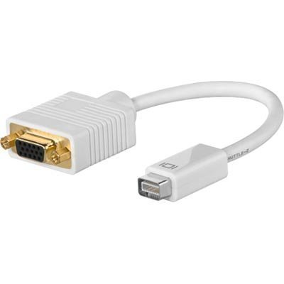 Mini-DVI - VGA sovitin 32-pin uros - 15-pin naaras valkoinen