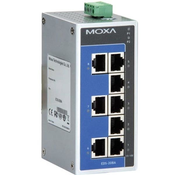 Moxa kytkin 8xRJ45 10/100Mbps 12-48V IP30 alu harm/si