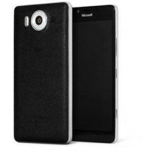 Mozo Leather Back Cover Microsoft Lumia 950 Black Microsoft Lumia 950 Musta