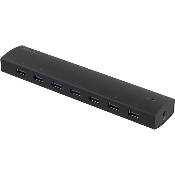 Orico USB3.0-hubi 7-porttia mukana virtasovitin alumiininen musta