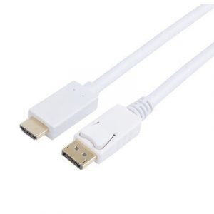 Prokord Displayport-kaapeli 20-nastan Näyttöporttiliitin Uros 19-nastainen Hdmi Tyyppi A Uros Valkoinen 5m