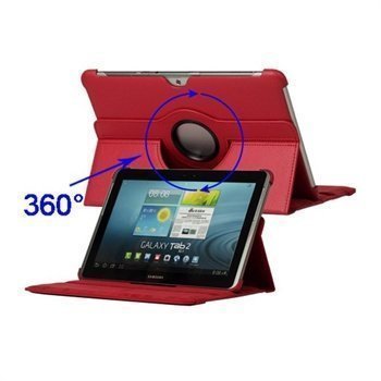 Pyörivä Nahkakotelo Samsung Galaxy Tab 2 10.1 P5100 P7500 Punainen