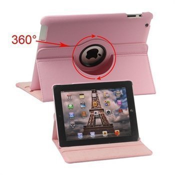 Pyörivä Nahkakotelo iPad 2 iPad 3 iPad 4 Vaaleanpunainen