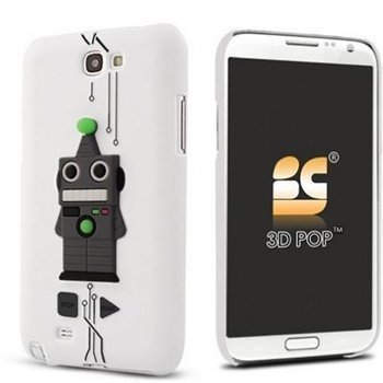 Samsung Galaxy Note 2 N7100 Beyond Cell 3D Pop Robotti Suojakuori Valkoinen