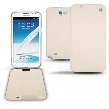 Samsung Galaxy Note 2 N7100 Noreve Tradition Läpällinen Nahkakotelo Beige