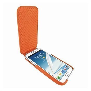 Samsung Galaxy Note 2 N7100 Piel Frama iMagnum Nahkakotelo Oranssi