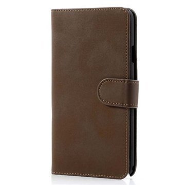 Samsung Galaxy Note 3 N9000 N9005 Retro Wallet Nahkakotelo Kahvin Ruskea