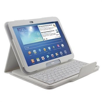 Samsung Galaxy Tab 3 10.1 Irroitettava Bluetooth -näppäimistö / Nahkakotelo Valkoinen