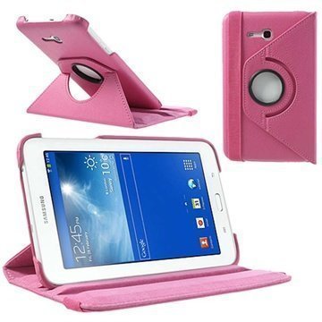 Samsung Galaxy Tab 3 Lite 7.0 Pyörivä Nahkakotelo Kuuma Pinkki