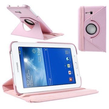 Samsung Galaxy Tab 3 Lite 7.0 Pyörivä Nahkakotelo Pinkki
