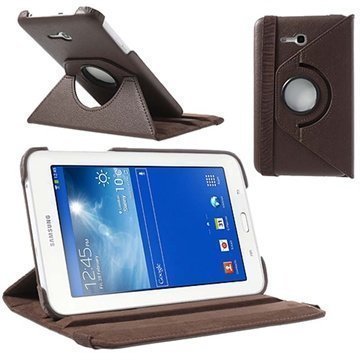 Samsung Galaxy Tab 3 Lite 7.0 Pyörivä Nahkakotelo Ruskea