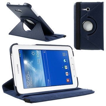Samsung Galaxy Tab 3 Lite 7.0 Pyörivä Nahkakotelo Tummansininen