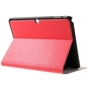 Samsung Galaxy Tab 4 10.1 Kuvioitu Läpällinen Nahkakotelo Punainen