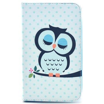 Samsung Galaxy Tab 4 7.0 Läpällinen Nahkakotelo Pöllö