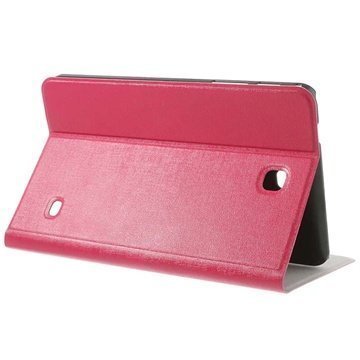 Samsung Galaxy Tab 4 8.0 Pintakuvioitu Läpällinen Nahkakotelo Kuuma Pinkki